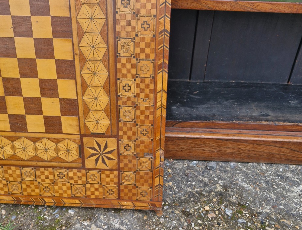 Late 19th century inlaid games table top. View V
