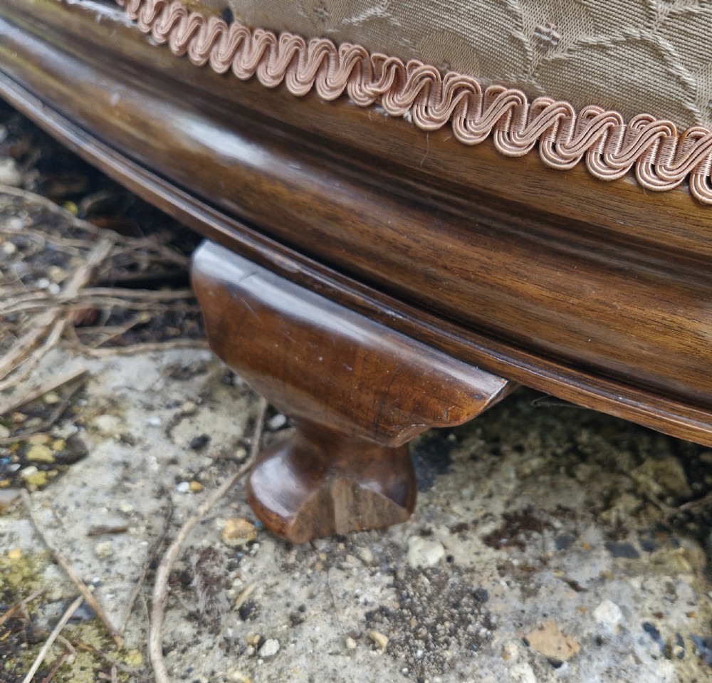 Early 20th century upholstered mahogany framed day bed. View VIII