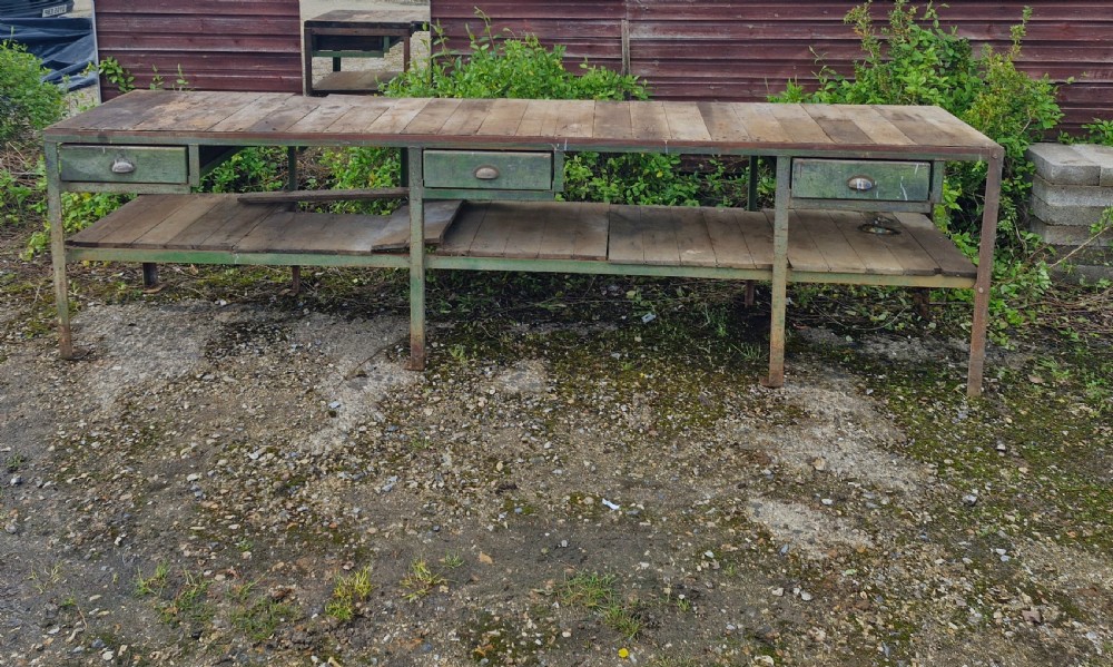 Large 1930s industrail work table View II