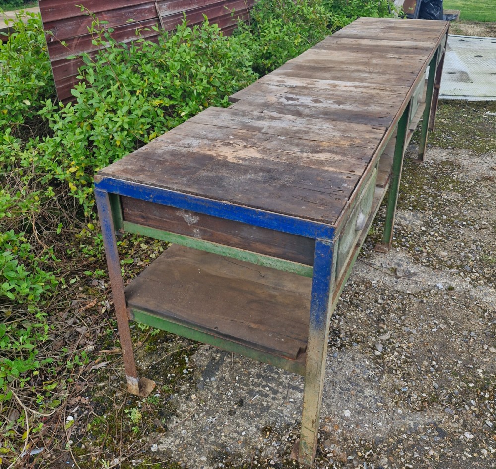 Large 1930s industrail work table View V