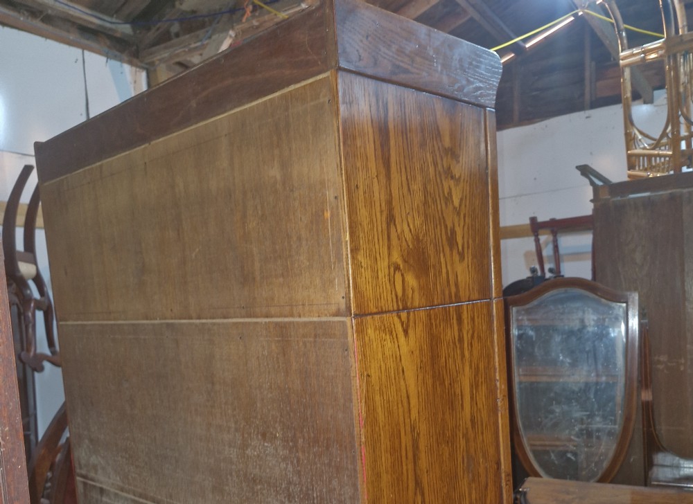 Oak glazed 5 door globe Wernicke design bookcase.  View XI
