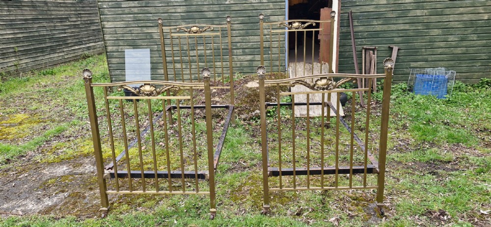 Pair of Late Victorian brass single beds  View II