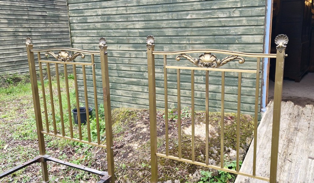 Pair of Late Victorian brass single beds  View III