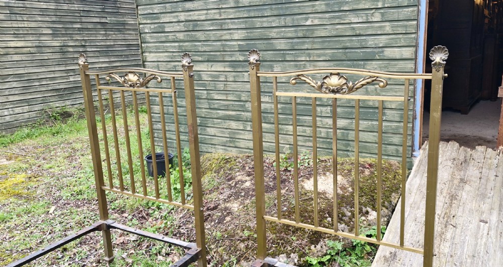 Pair of Late Victorian brass single beds  View VI