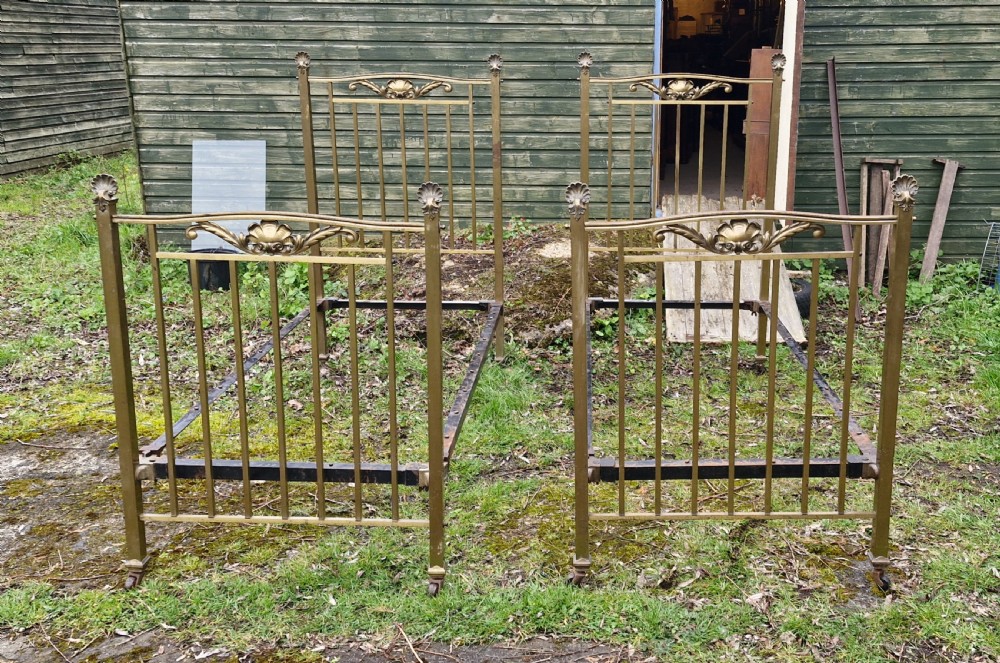 Pair of Late Victorian brass single beds  View X