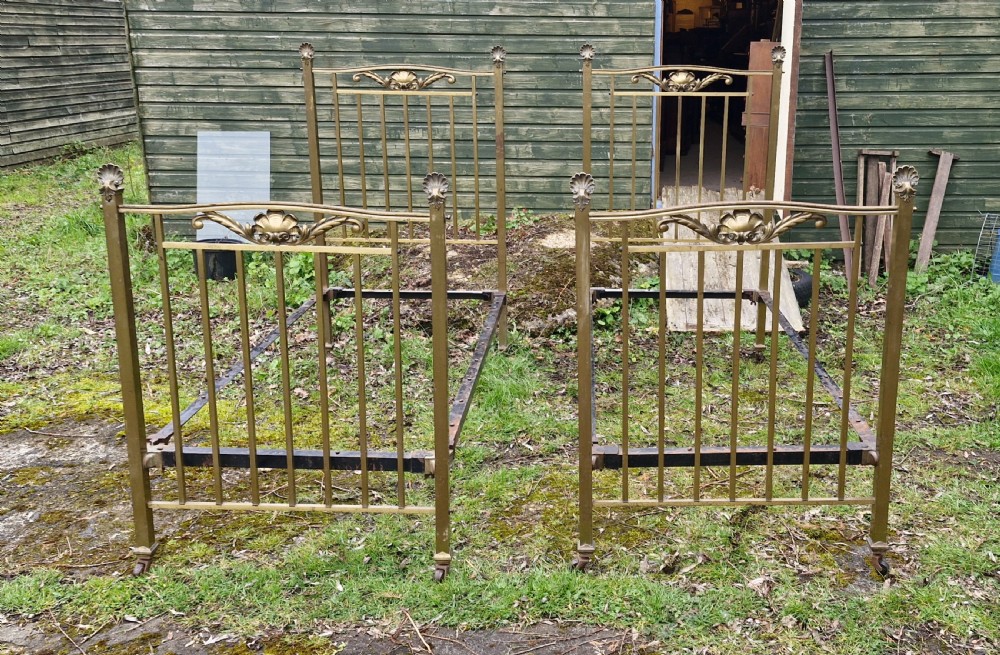 Pair of Late Victorian brass single beds  View XIV