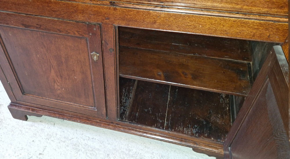 Late Georgian oak 2 part housekeepers cupboard.  View VII