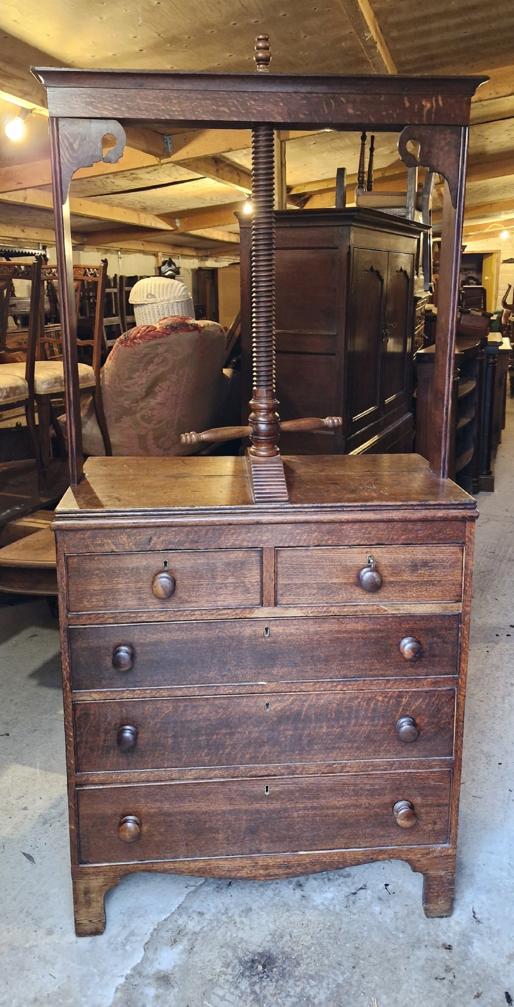 Early 19th century oak book press chest.