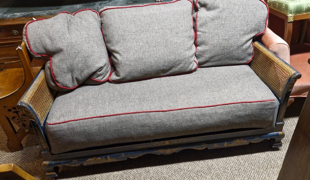 Blue lacquered bergere sofa. View II