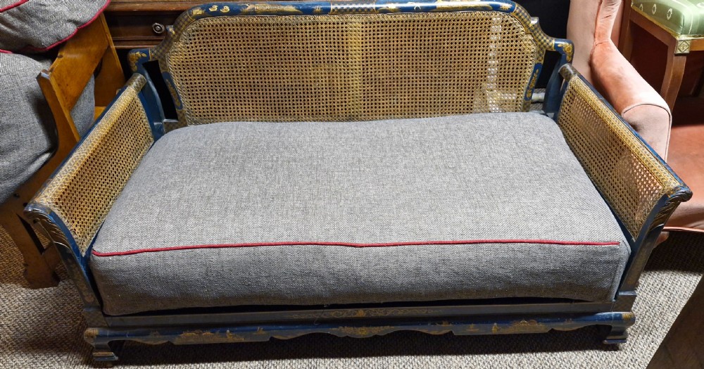 Blue lacquered bergere sofa. View VII