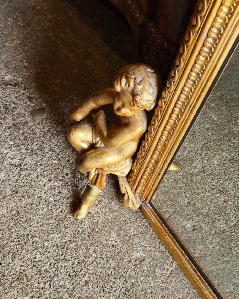 Large 19th century gilt overmantel mirror.  View II