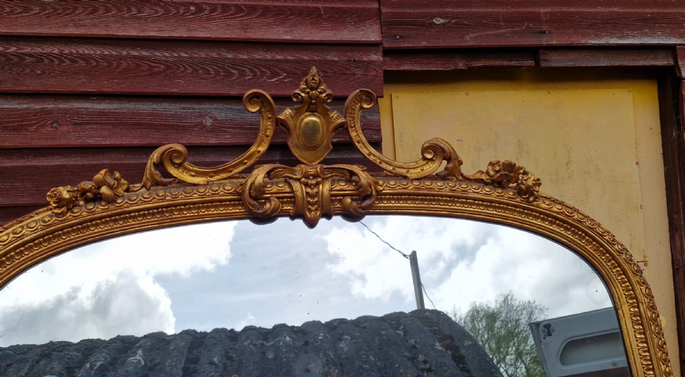Large 19th century gilt overmantel mirror.  View VIII