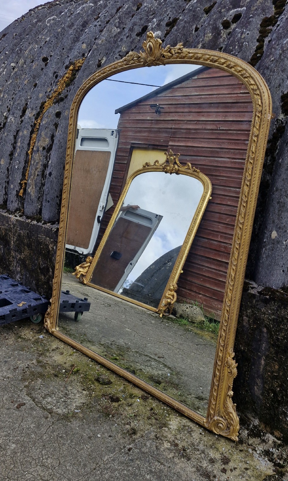 Large Gilt framed 19th century overmantel mirror. 