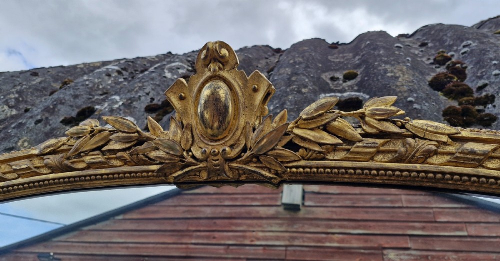 Large Gilt framed 19th century overmantel mirror.  View II