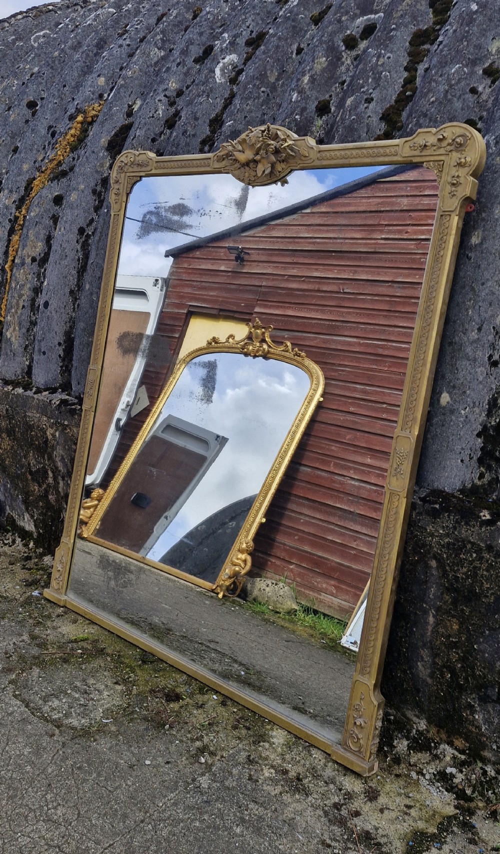 19th century overmantel mirror. 