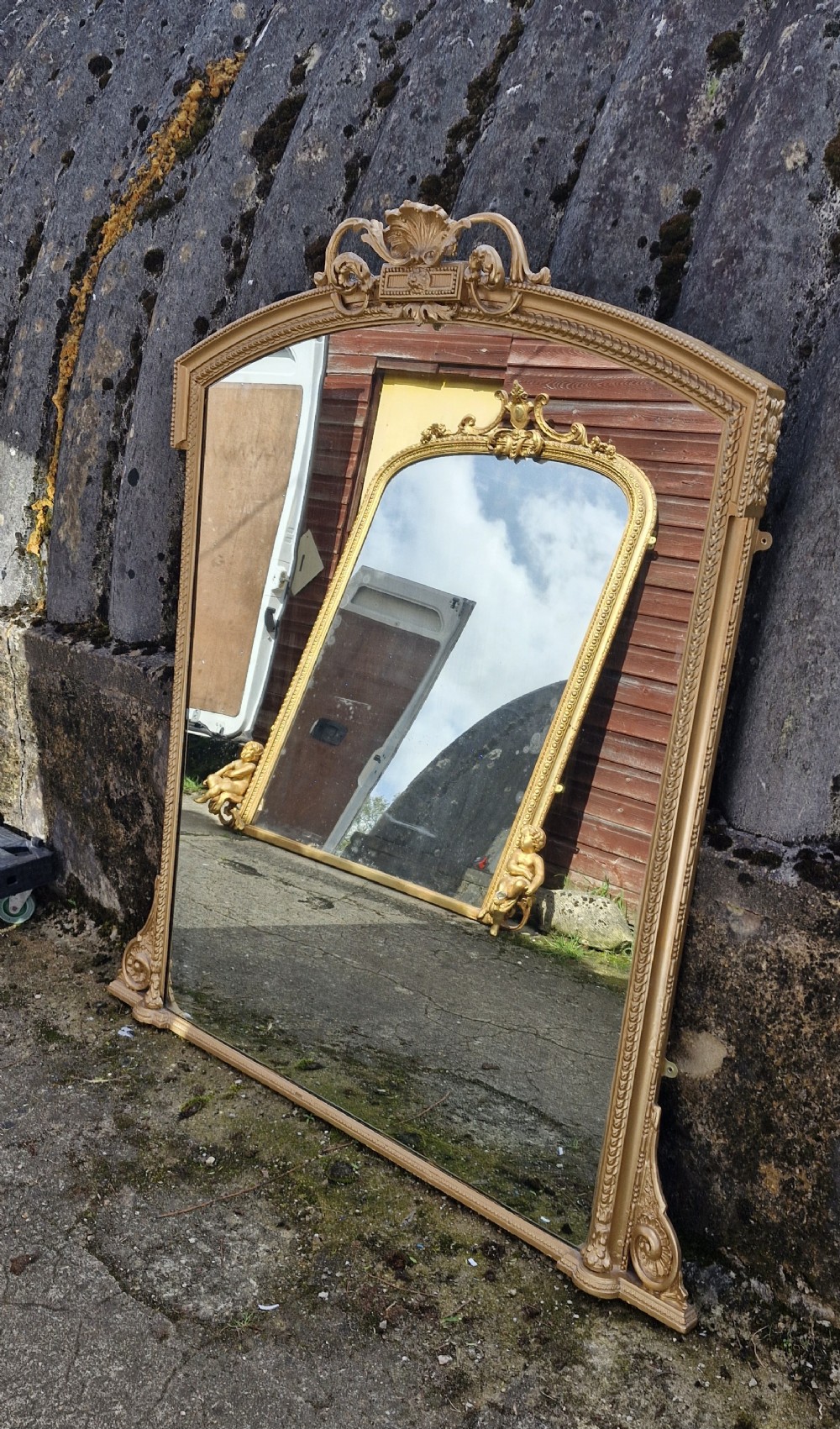 19th century overmantel mirror. 