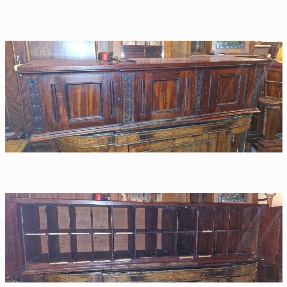 Early Victorian mahogany office cabinet, fitted interior.  View IX