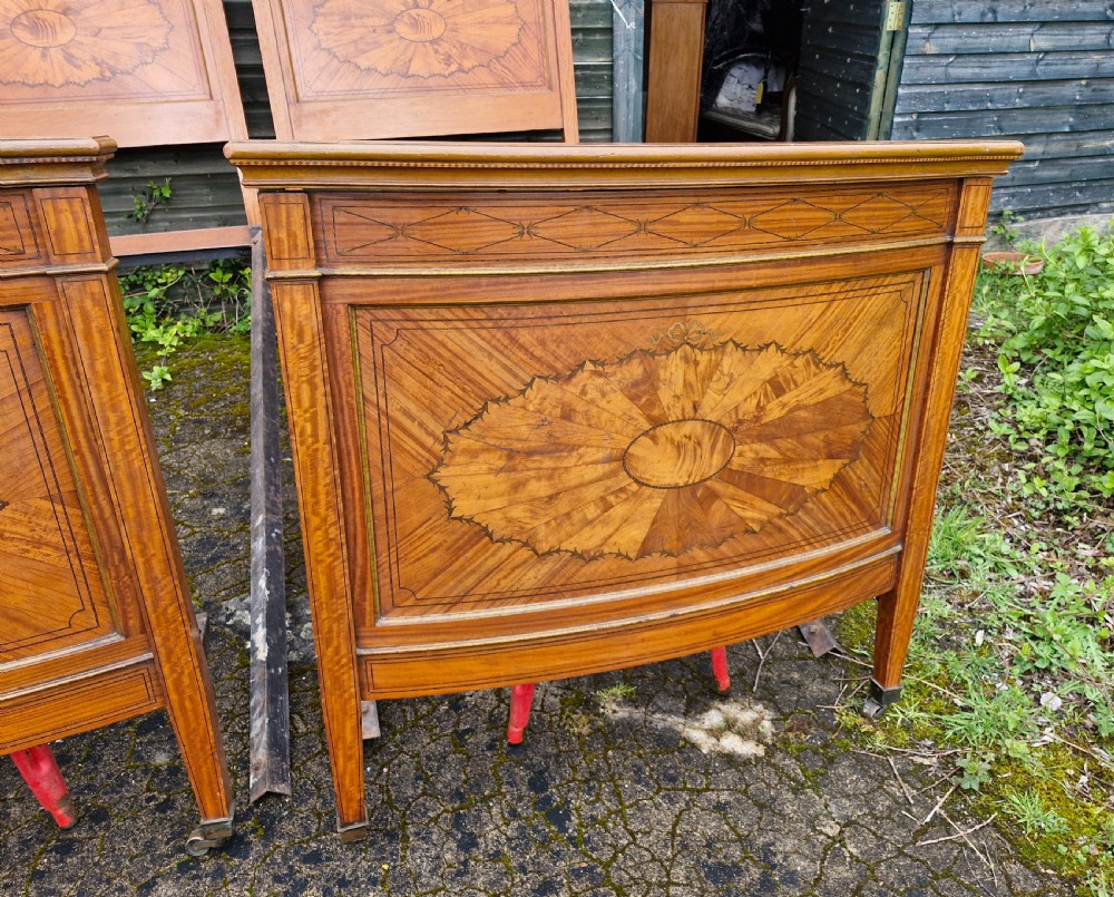 Pair of inlaid satinwood Edwardian single beds. View XV