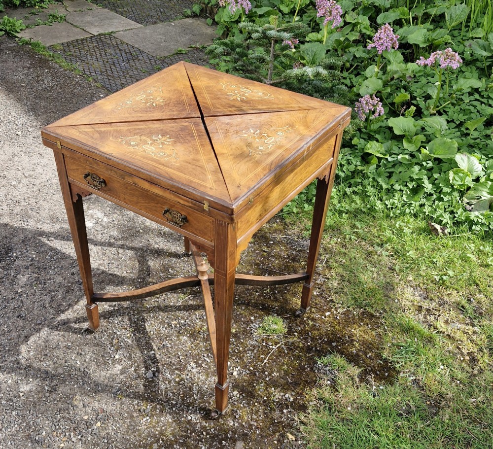 Late Victorian inlaid rosewood games table. View V