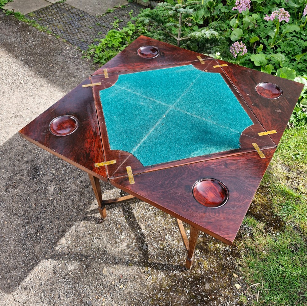 Late Victorian inlaid rosewood games table. View VIII