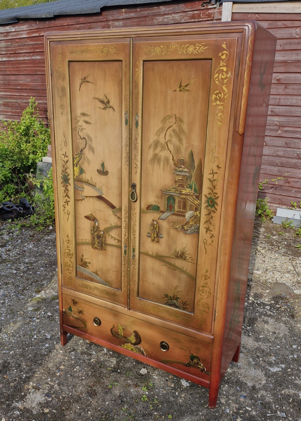 1930s lacquered 2 door hall wardrobe. 