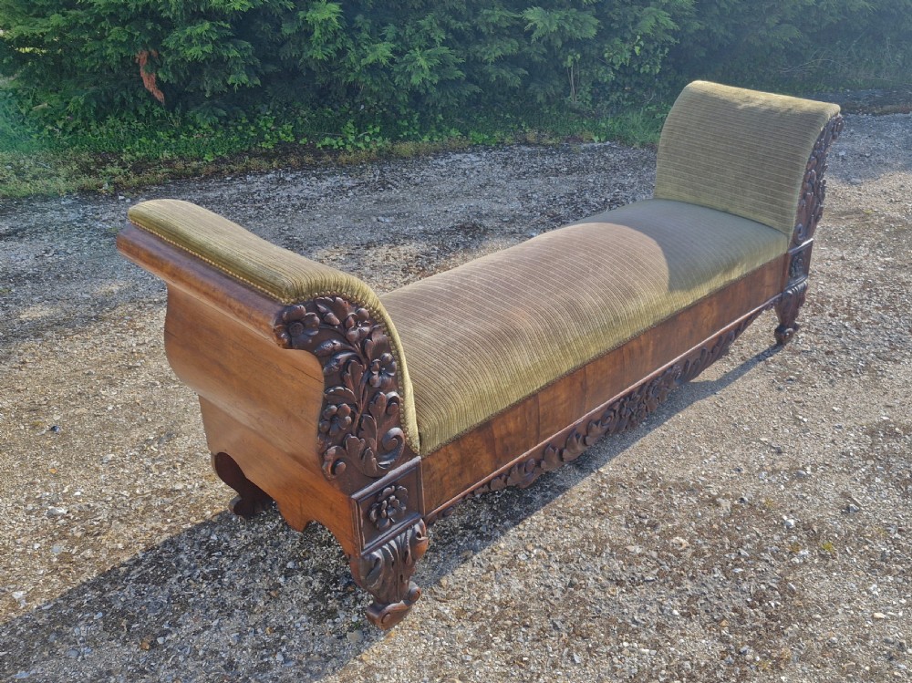 19th century carved Mahogany hall seat  View III