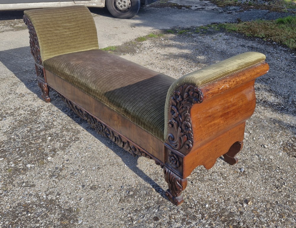 19th century carved Mahogany hall seat  View IV