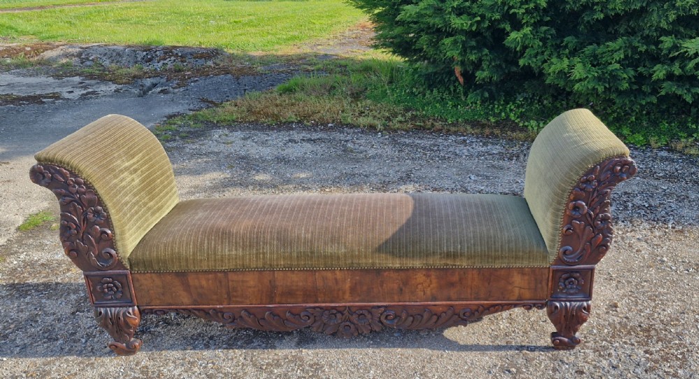 19th century carved Mahogany hall seat  View VII