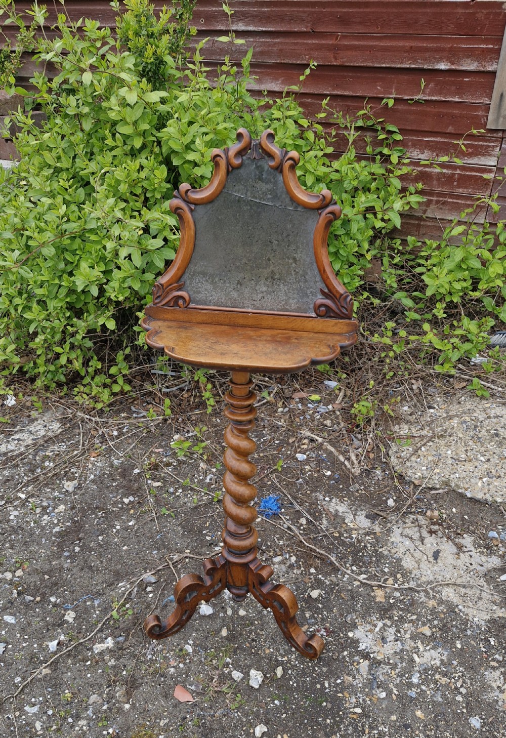 Unusual Victorian walnut lamp table. 