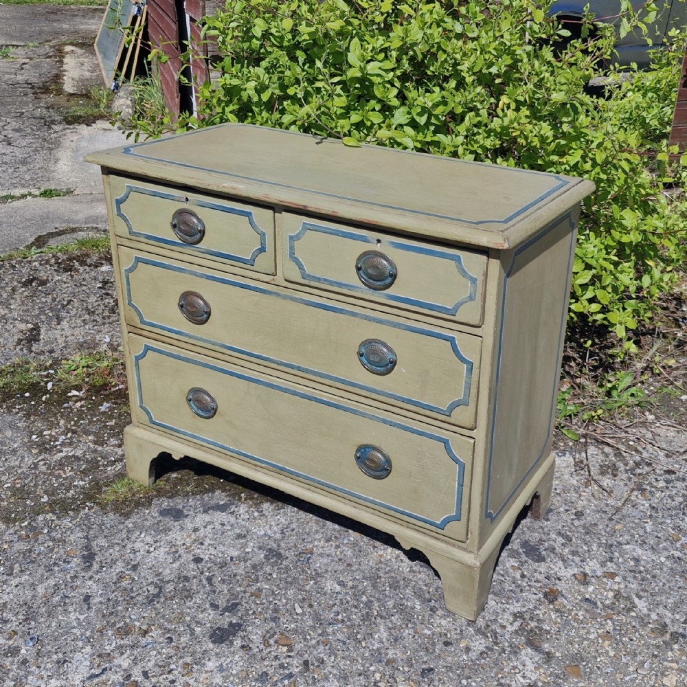 19th century painted pine chest of drawers. 