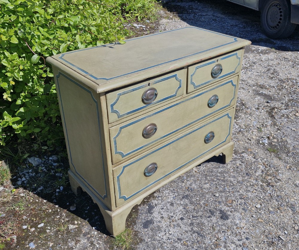 19th century painted pine chest of drawers.  View II