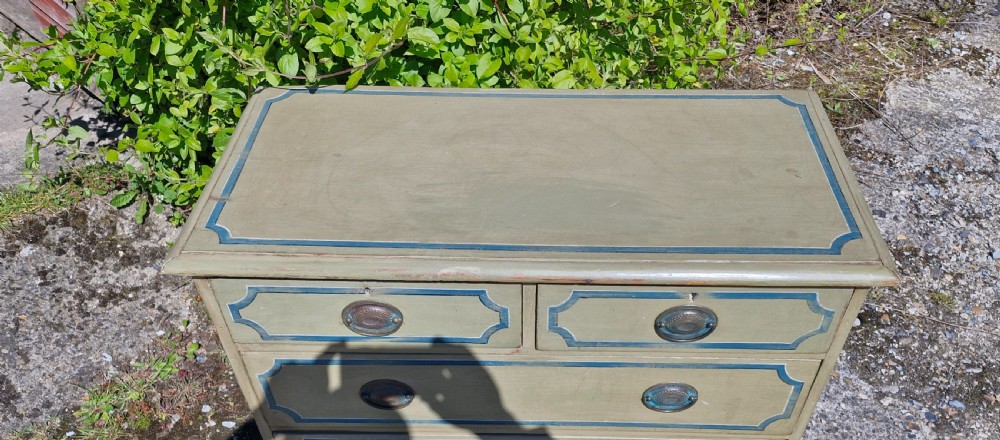 19th century painted pine chest of drawers.  View III