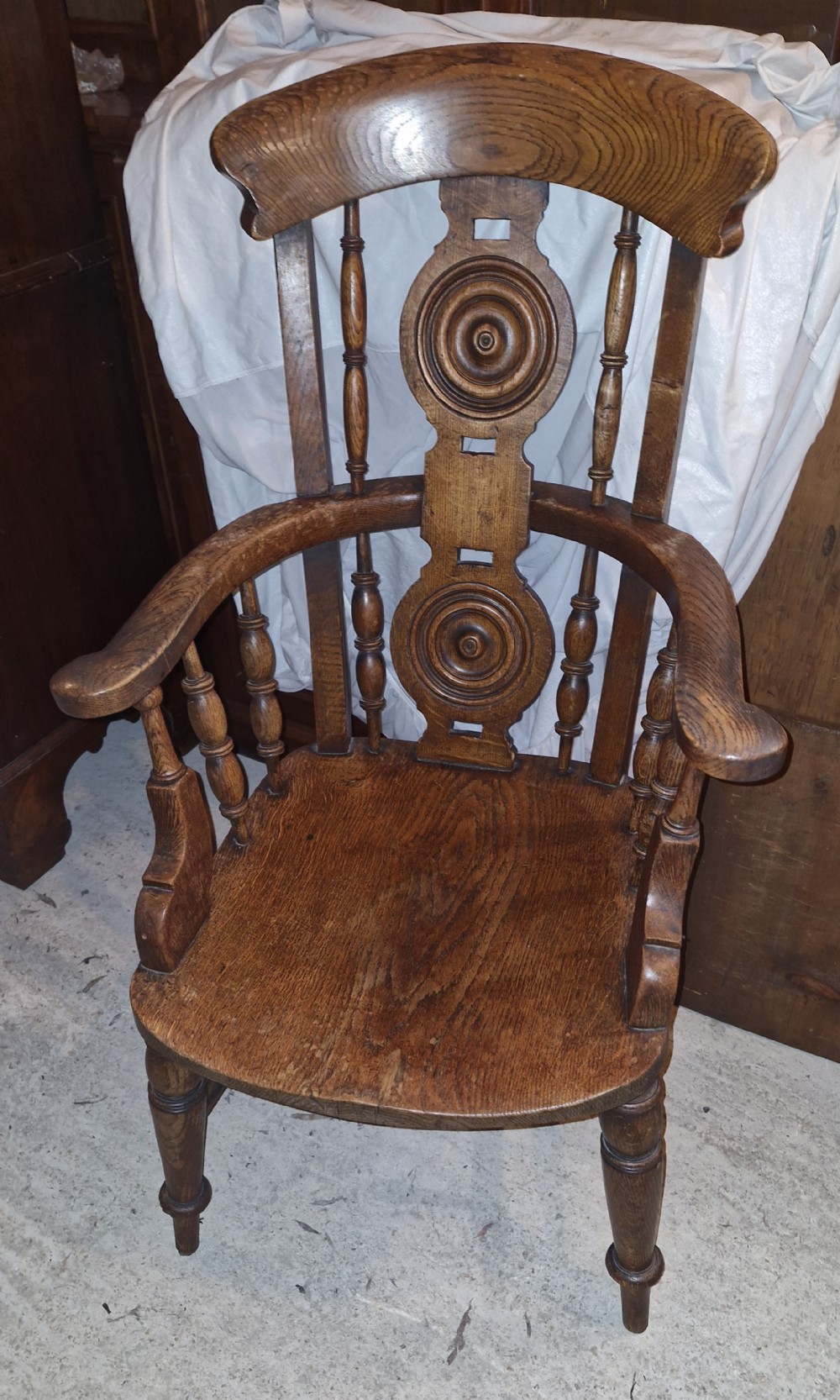 Usual Victorian oak Captains desk armchair. 
