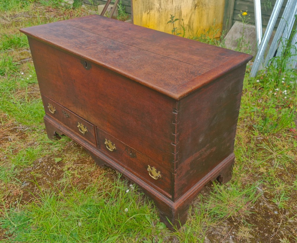 Georgian oak 2 drawer mule chest. View II