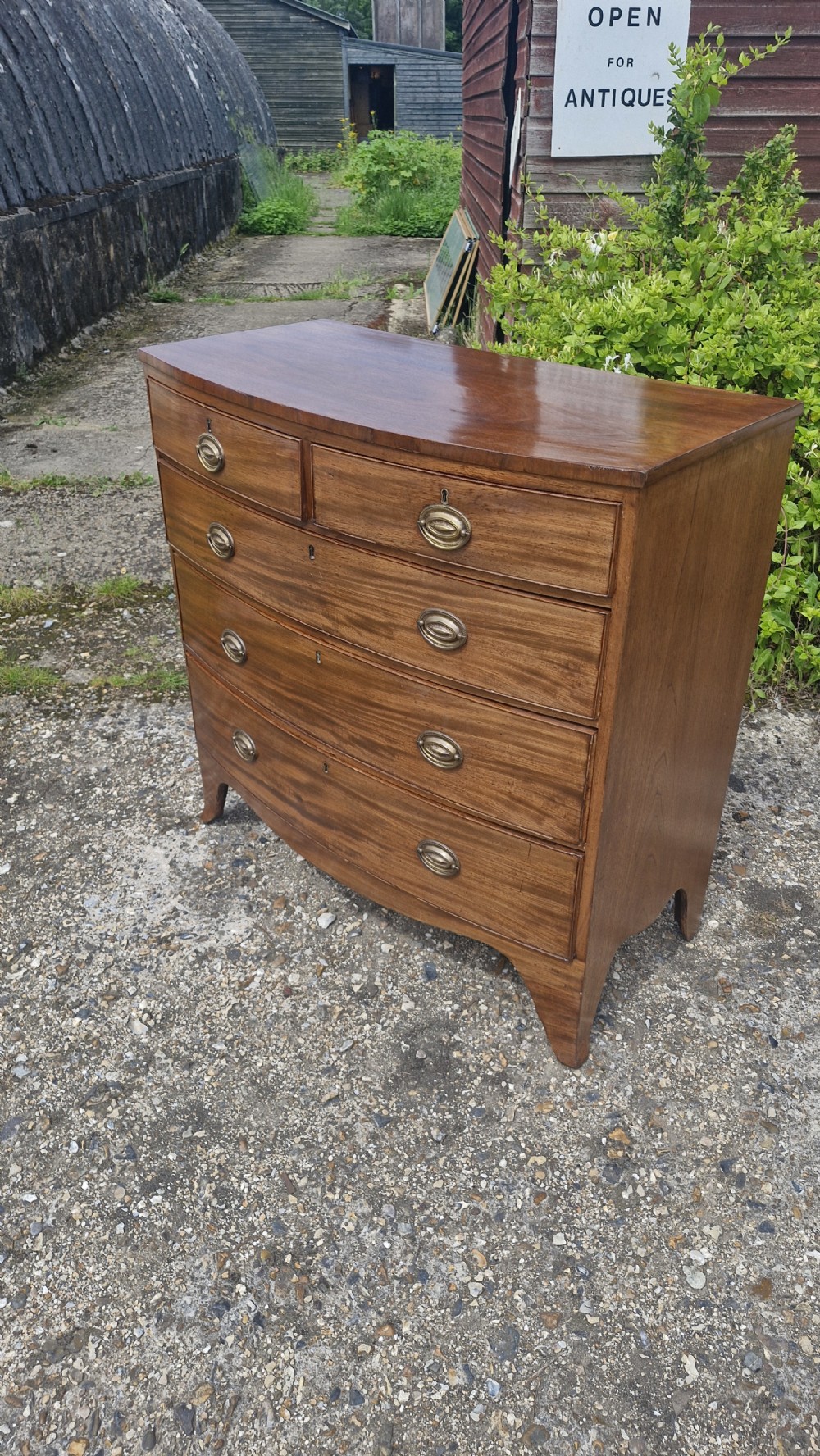 19th century mahogany bow front chest of drawers.  View IV