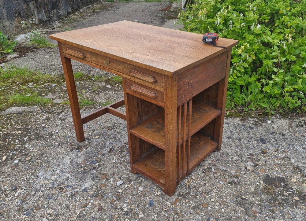 Rare early 20th century oak single pedestal desk by Globe Wernicke.  View X