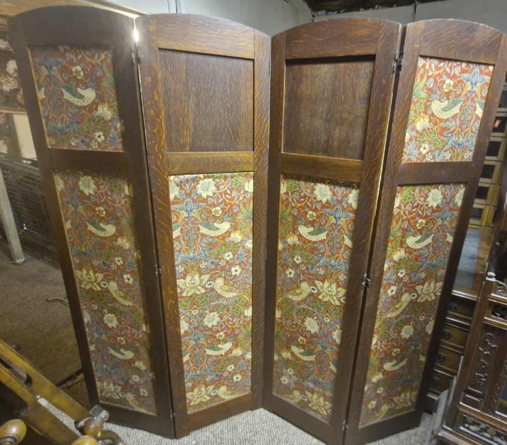 Oak 4 fold dressing screen. 