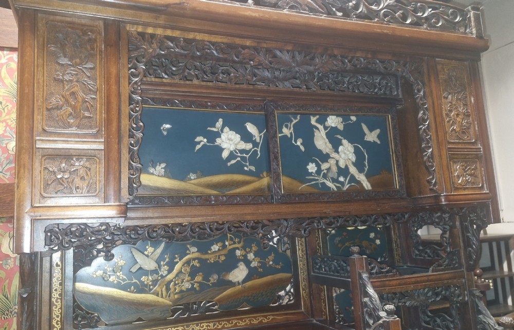 Japanese inlaid and carved cabinet on stand.  View VIII