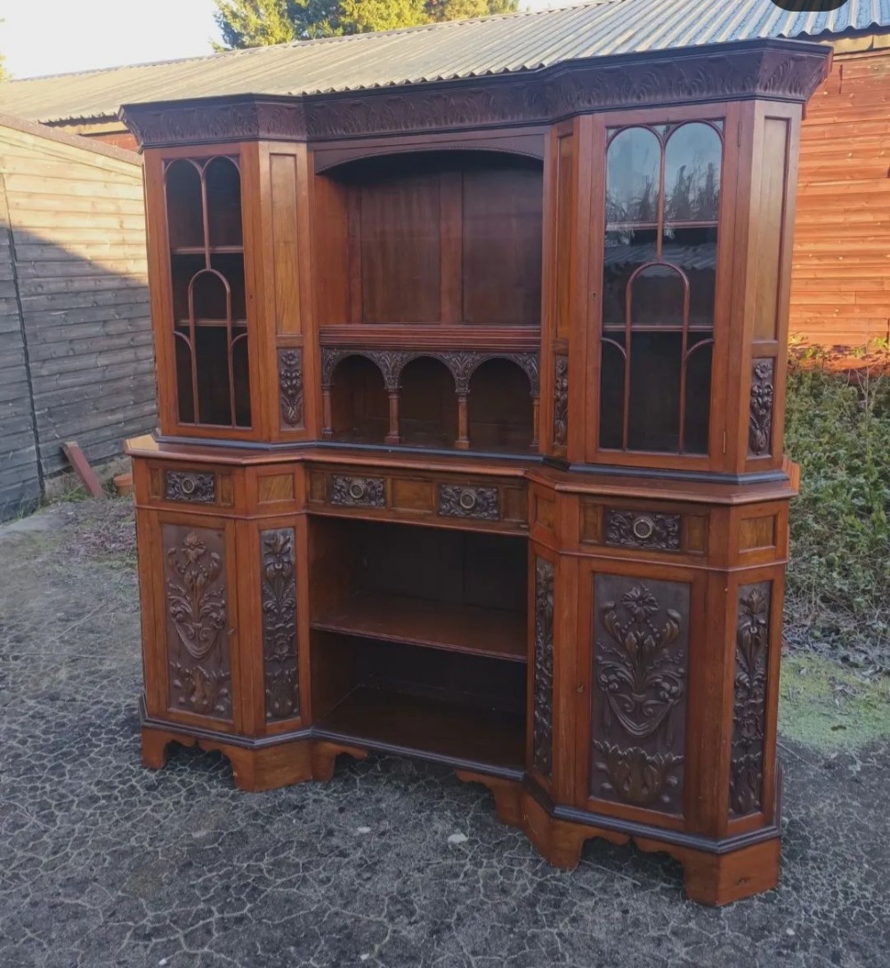 Good large walnut 2 part side cabinet. 