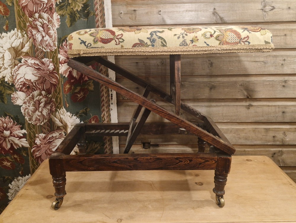 Regency simulated rosewood adjustable Gout stool. View V