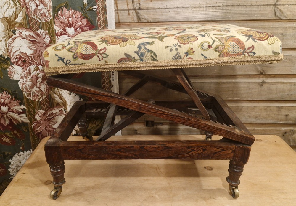Regency simulated rosewood adjustable Gout stool. View VI