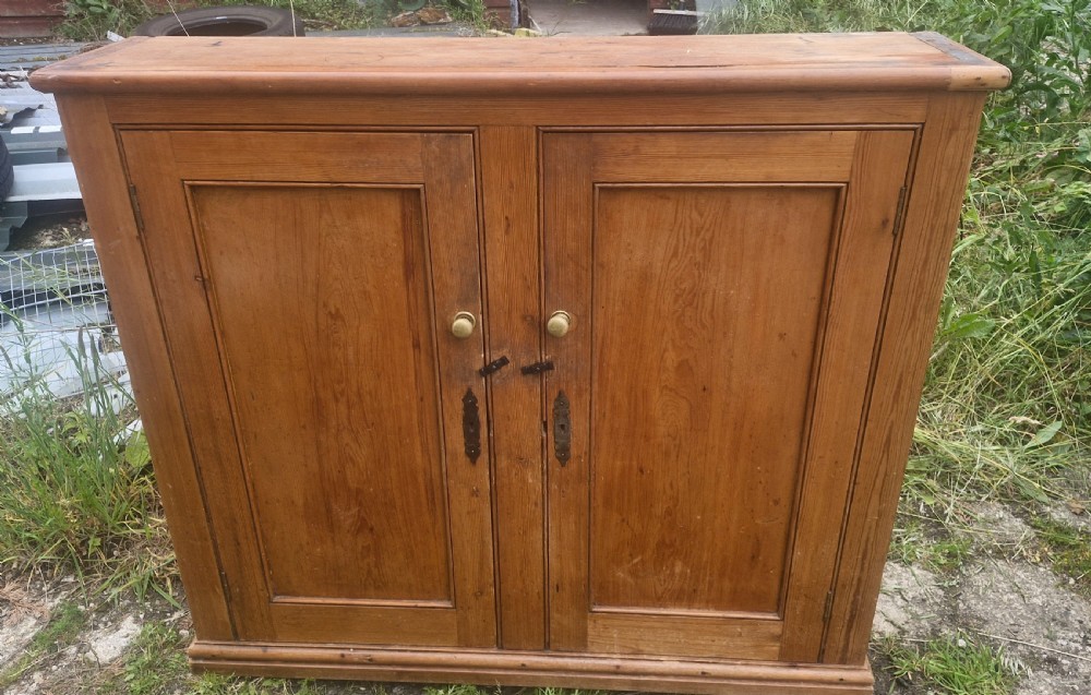 Useful late Victorian 2 door pine kitchen cupboard.  View IV