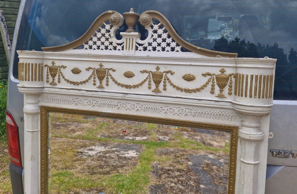 19th century painted carved overmantel mirror.  View VII