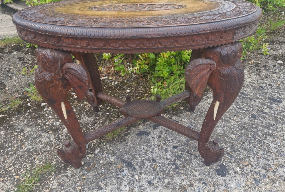 Late Victorian carved Elephant table. View II