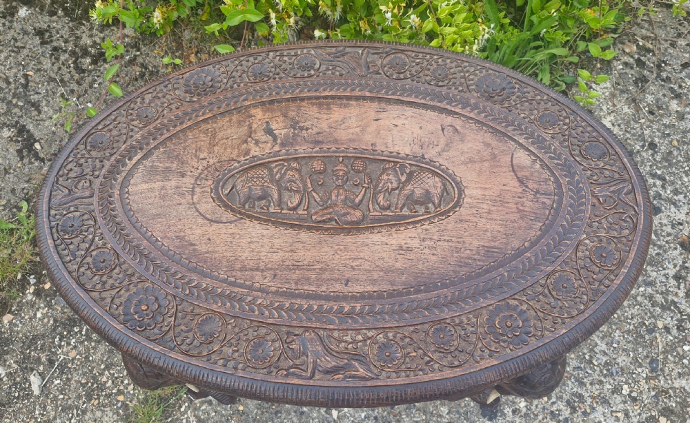 Late Victorian carved Elephant table. View VI