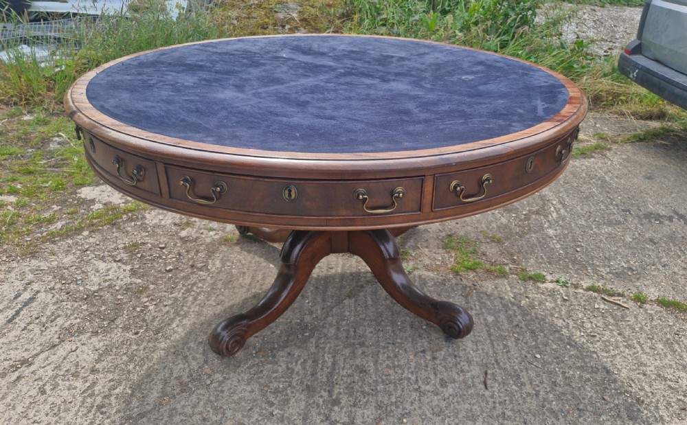 Early Victorian revolving mahogany drum table.  View III