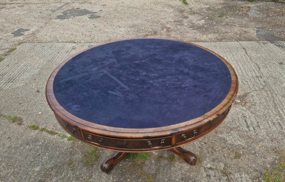 Early Victorian revolving mahogany drum table.  View IV