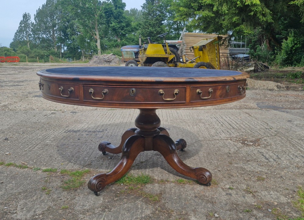 Early Victorian revolving mahogany drum table.  View VII