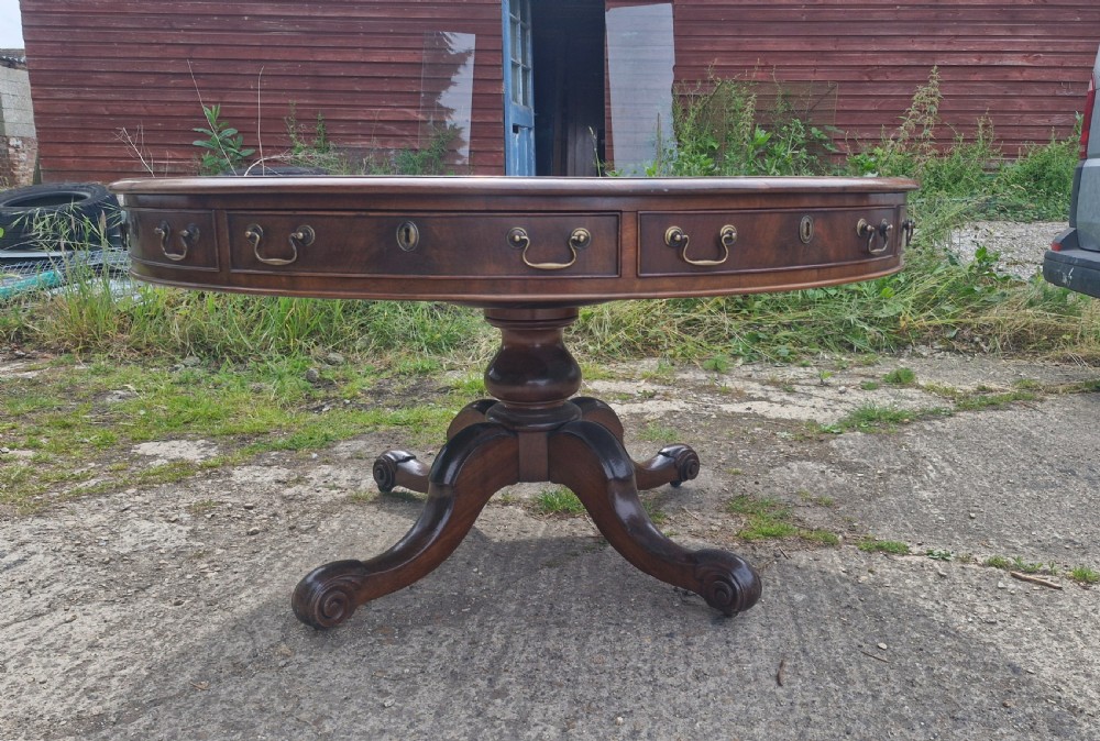 Early Victorian revolving mahogany drum table.  View VIII