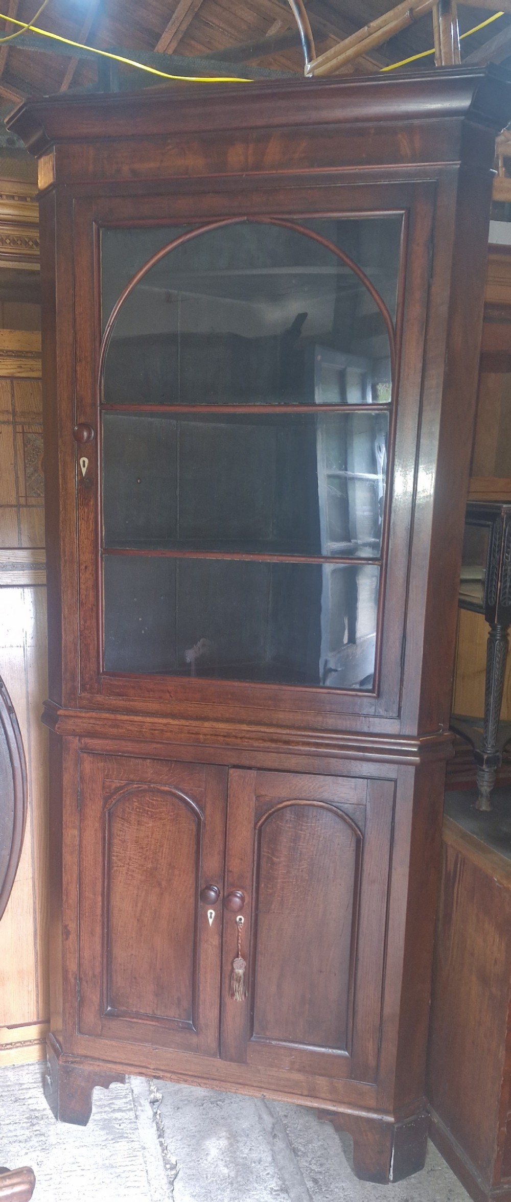 Early Victorian Welsh oak corner cabinet. 